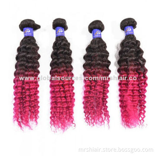 24-inch Omber Color Indian Curly Remy Hair Weaves